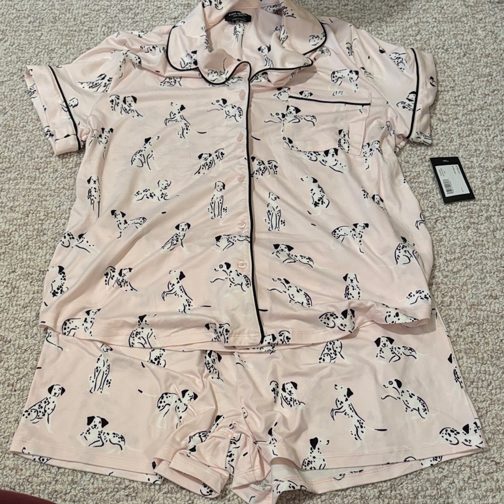 Kate Spade Pink Dalmatian Print Pajama Set